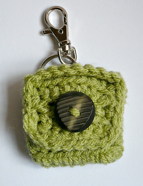Small Square Coin Purse with key ring and clasp