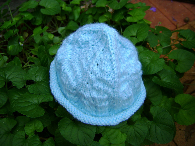 Feather and Fan Rolled Brim Baby Hat