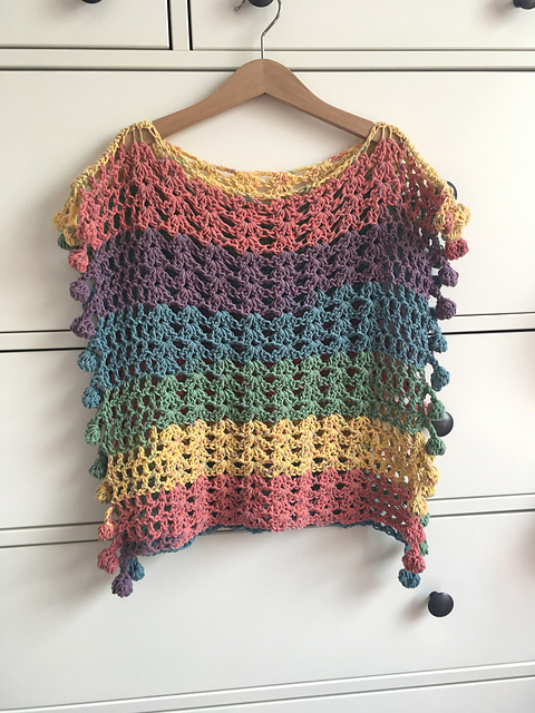 Child Size Bobble Pom Pom Poncho