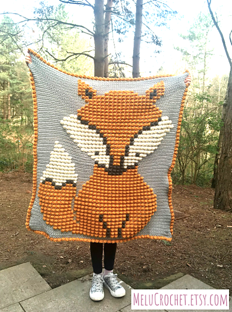 Baby Fox bobble stitch blanket
