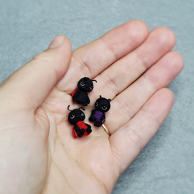 Extremely tiny crochet Ladybug