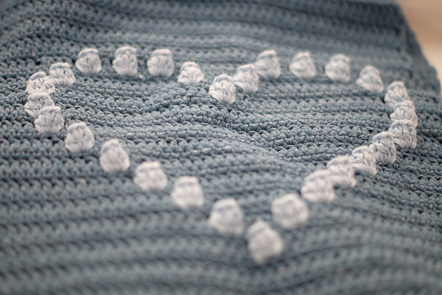 Popcorn Stitch Heart Bag