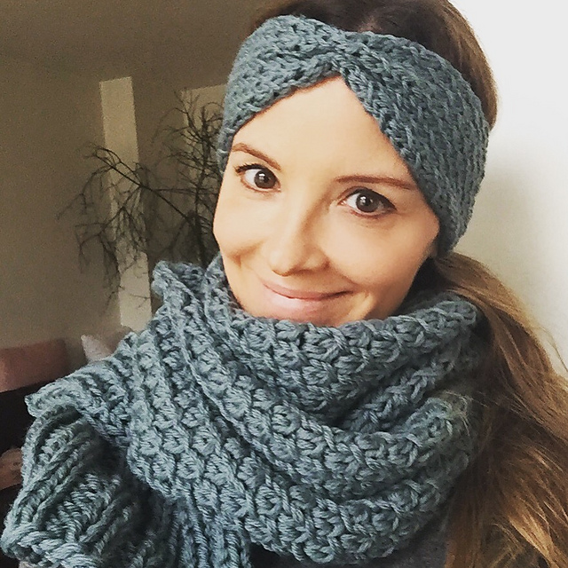 Dreierset Schal/Mütze/Headband