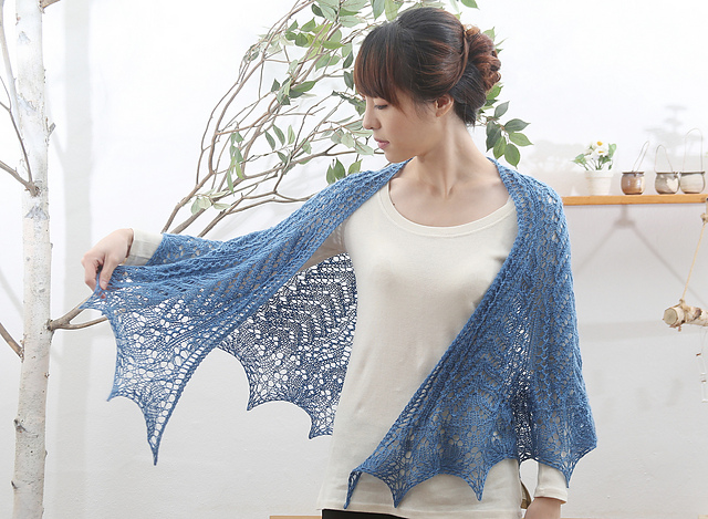 Heart shawl(halfcircle)/하트 반원숄