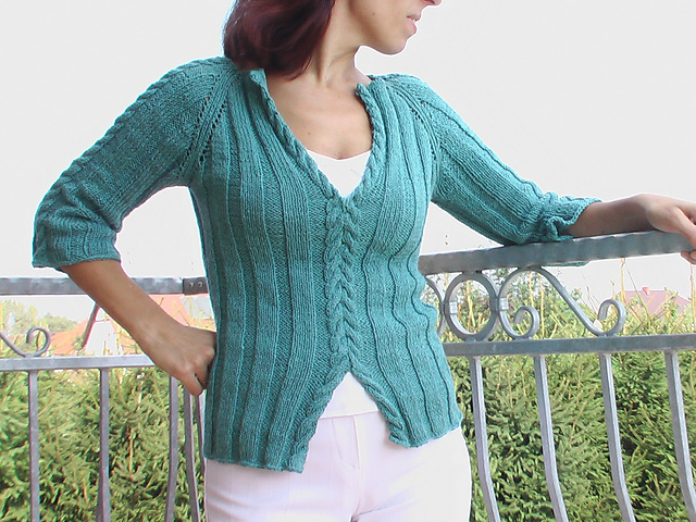1143 Gedifra Ribbed Jacket with Cabled Placket