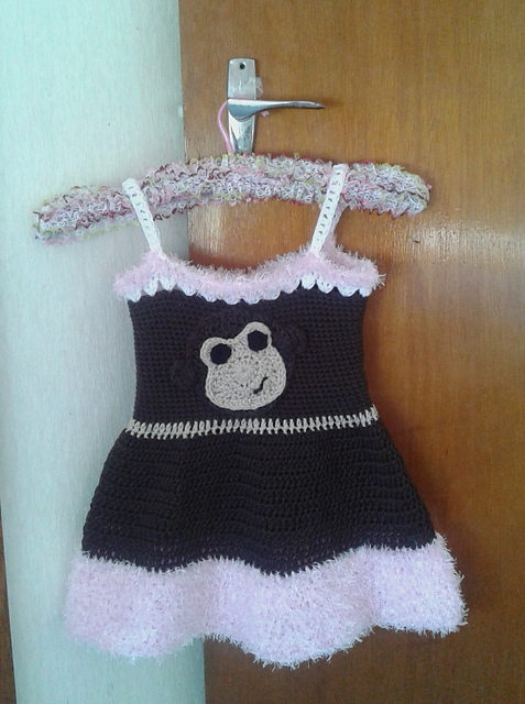 dress with monkey applique