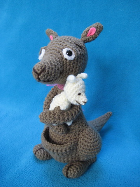 Kangaroo mom with baby animal doll