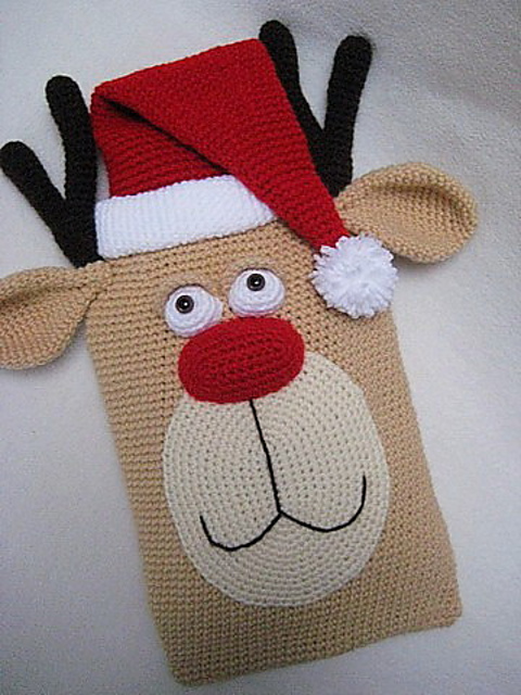 Reindeer Hot Water Bottle Cover Christmas Animal