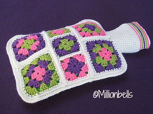 Granny Square Hot Water Bottle Cover