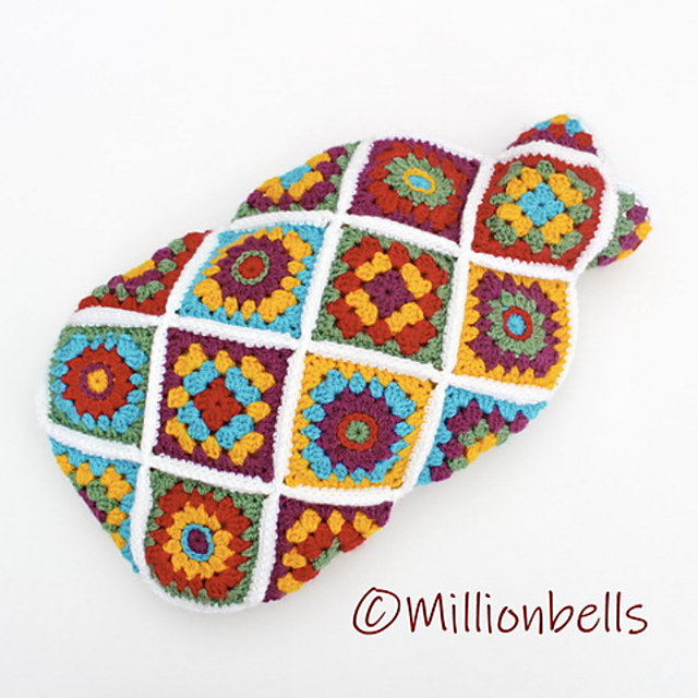 Hot Water Bottle Cover Diagonal Granny Square