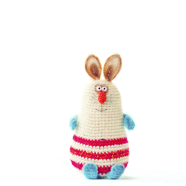 Striped bunny crochet toy
