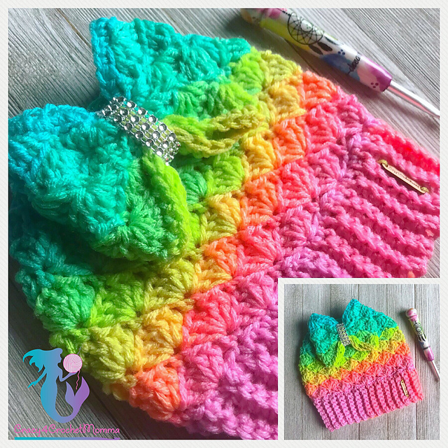 Mermaid Dreams Bun Beanie w/ Bow
