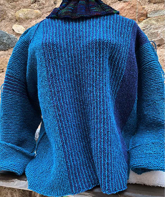 Simple Sideways Sweater in Garter in Silky Wool