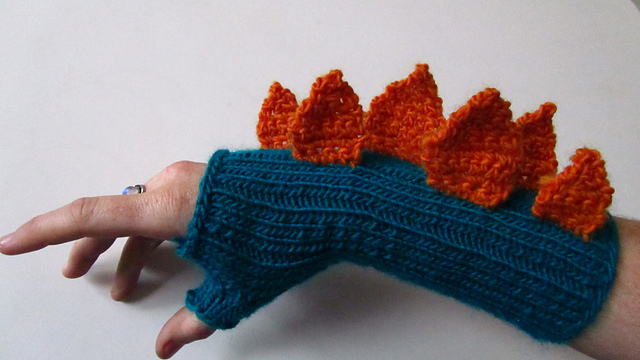 Stegosaurus Wrist Warmers - knit and crochet