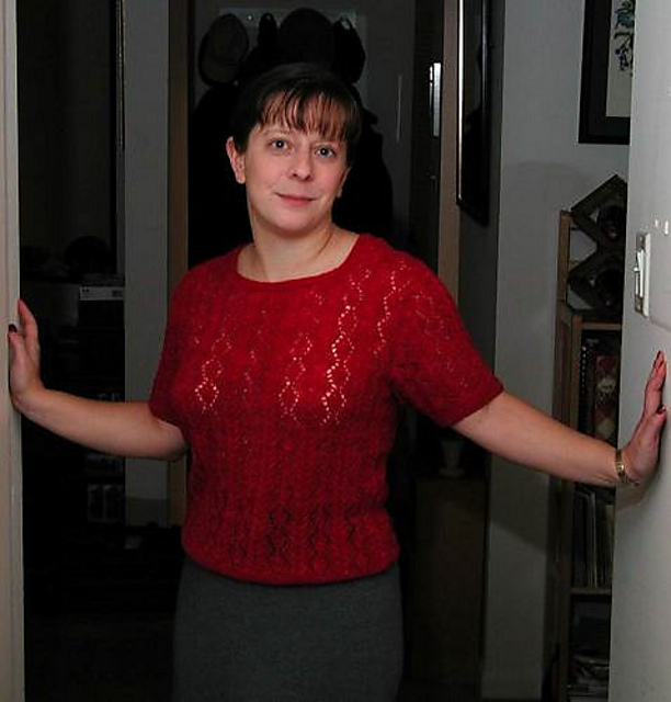 Handmade Sweater with Lace and Knitting Ribbon