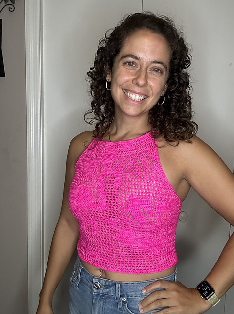 Flamingo Filet Crochet Top