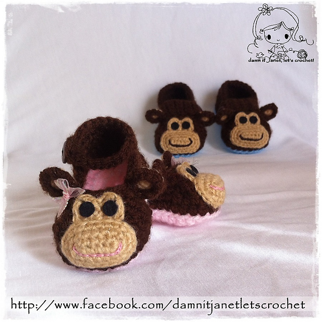 Monkey Baby Booties (newborn - 12 months)