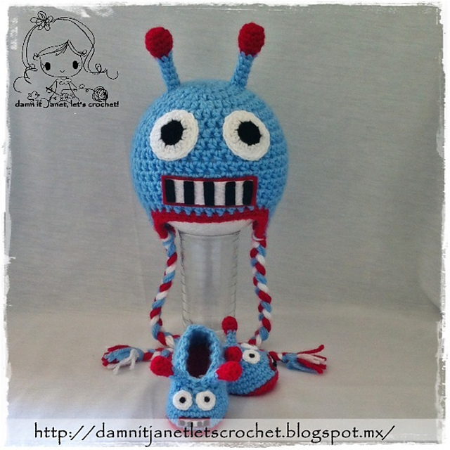 Robot Earflap Beanie & Baby Booties Set
