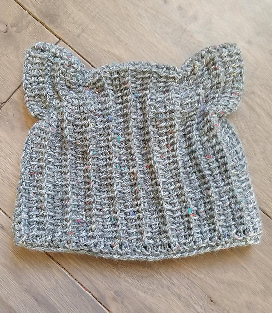 Tunisian Ridged Cat Hat