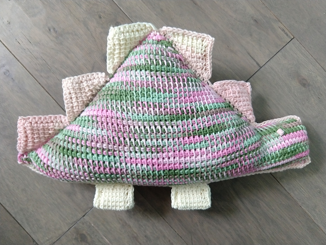Tunisian Stegosaurus Toy Pillow