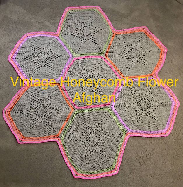 Vintage Honeycomb Flower Afghan