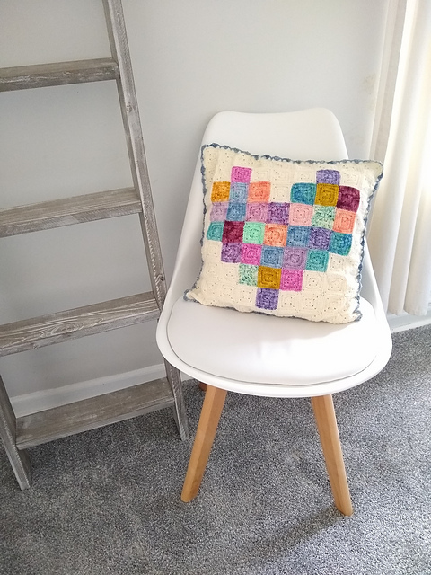 Patchwork Pixel Heart Pillow