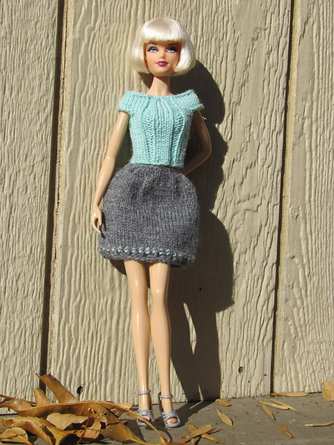 #0265 Orange Top and Brown Skirt