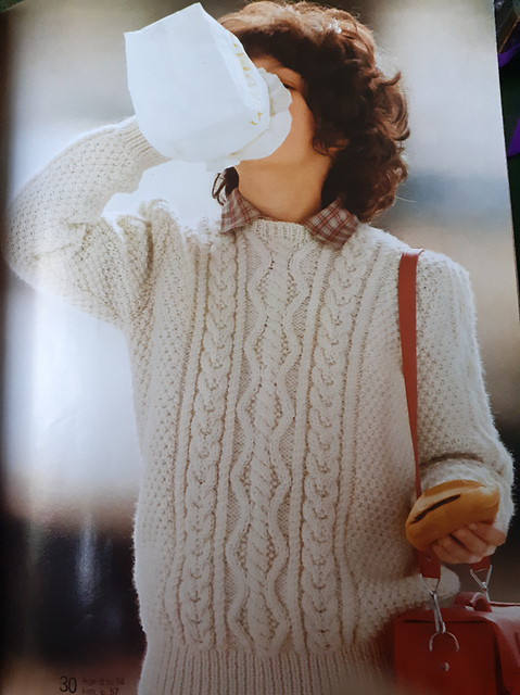 Round neck Aran jumper - design 30