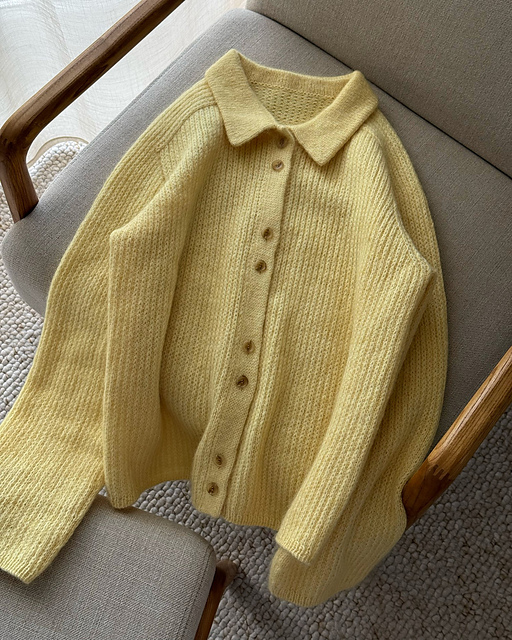 【MODERNIF】Finder Boucle Open Collar Knit 837968e10cc3e90b8ccb361ac0564b