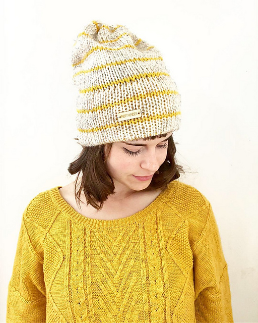 Striped Double Brim Beanie