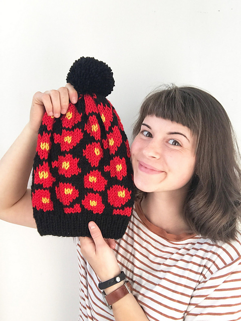 Egg Splat / Floral Beanie
