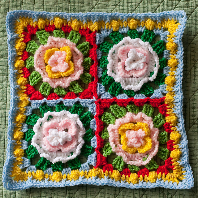 Granny Square and Rose Afghan