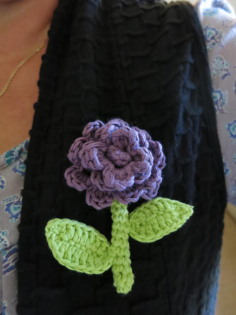 Crochet flower, stem and leaves