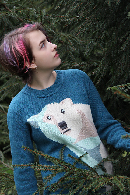 archivio 青色 クマ刺繍 セーター サイズ36 2ly2 ニット セーター クマ