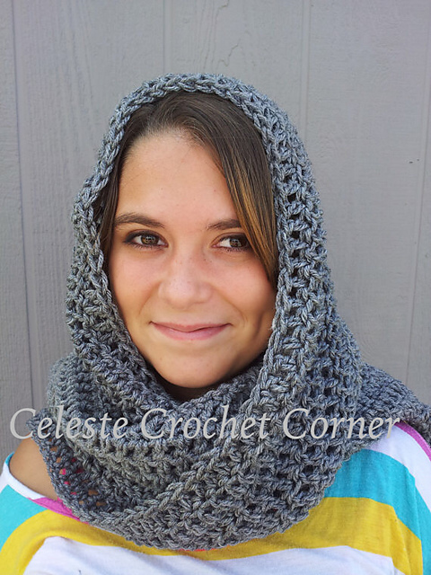 Simple Crocheted Hooded Scarf