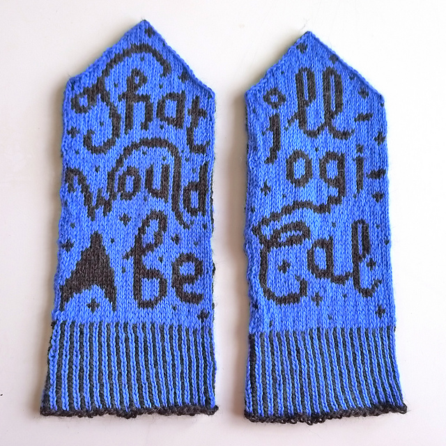 Blue is For Science mittens (Star Trek tribute)