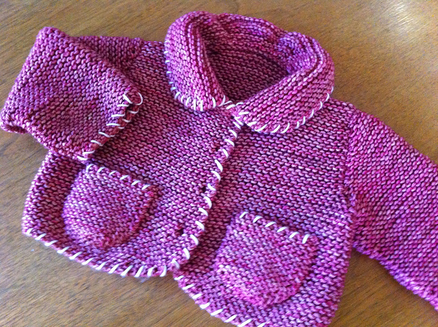 Garter Stitch Coat Hat and Bootees with Embroidery