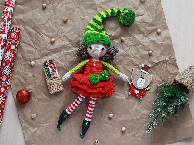 Elvira Christmas elf doll