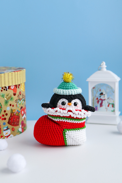 Penguin in Christmas sock