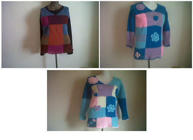 crochet scrap yarn jacket