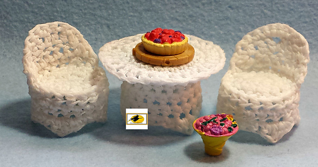 Miniature "Wicker" Table and Chair Set