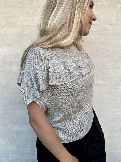 ボーダーズアットバルコニー　WOOL RUFFLED TEE WOOL RUFFLED TEE 36 グレー