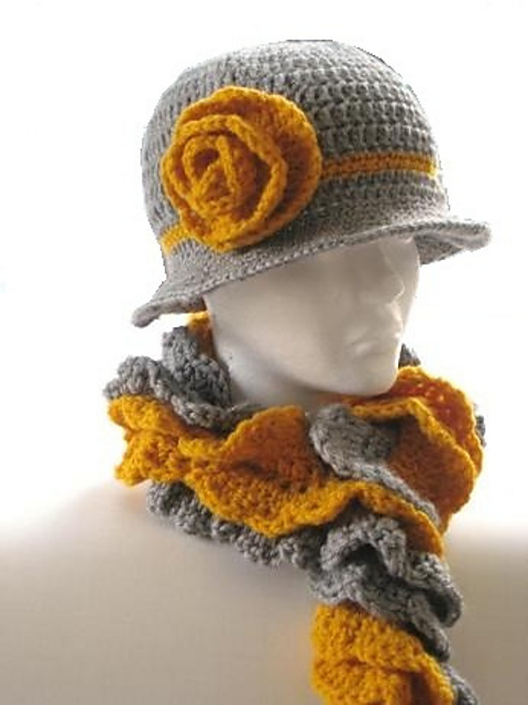 Ruffled Cowl and Brimmed Hat Set