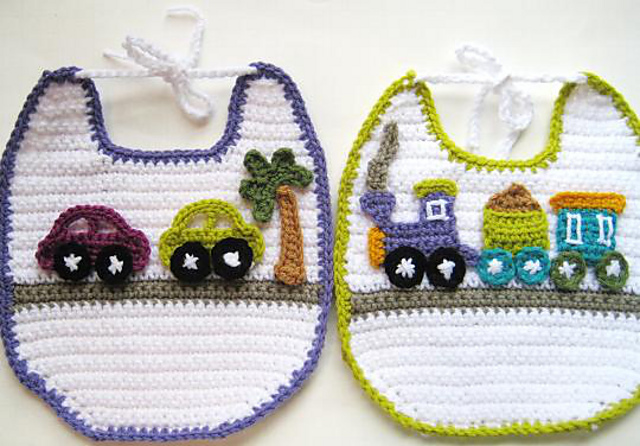 Appliquéd Crochet Bibs for Boys