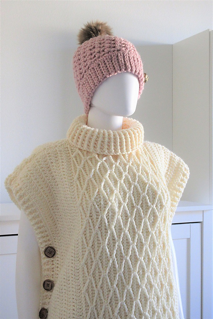 Faux Cable Poncho