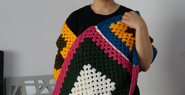 Granny square block shawl