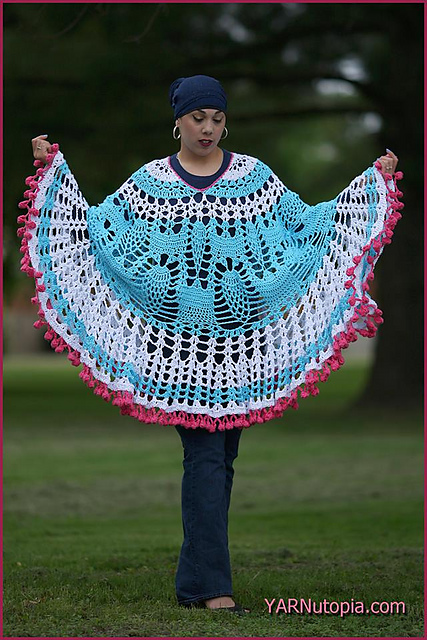 Pom Poms and Pineapples Poncho