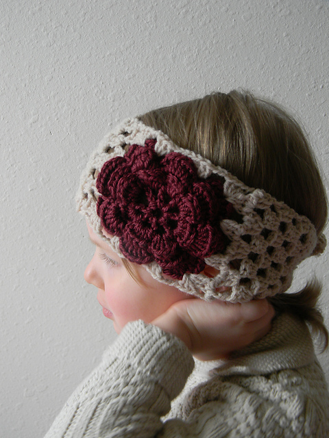 Rose granny square headband