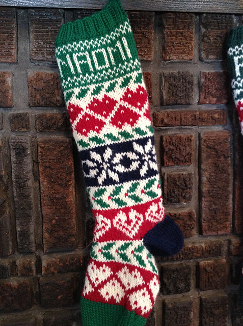 Christmas Stocking - Hearts and Snowflakes