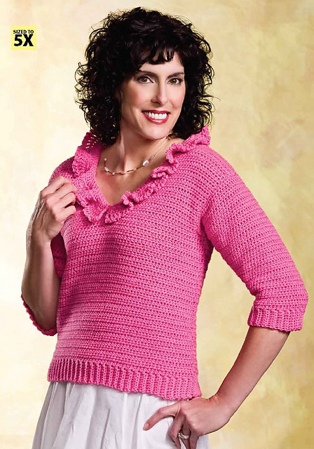 Ruffled V-Neck Pullover